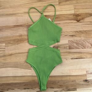 🆕 Zara Lime Green Ribbed Bodysuit- NWT